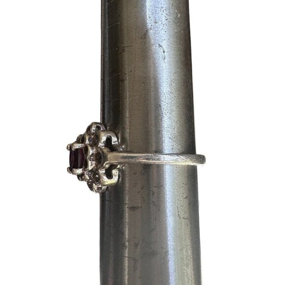 VTG Accent Ring Size 6 Purple Amethyst Gem Blooming‎ Flower 925 Sterling 2.1g - Picture 9 of 12